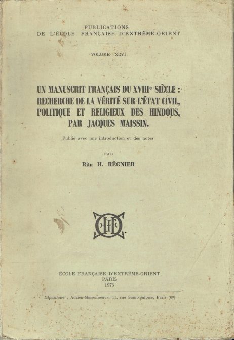 Un manuscrit francais du 18. siècle : Recherches de la vérité sur l'état civil