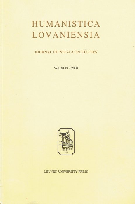 Humanistica lovaniensia. Journal of neo-latin studies v. 49