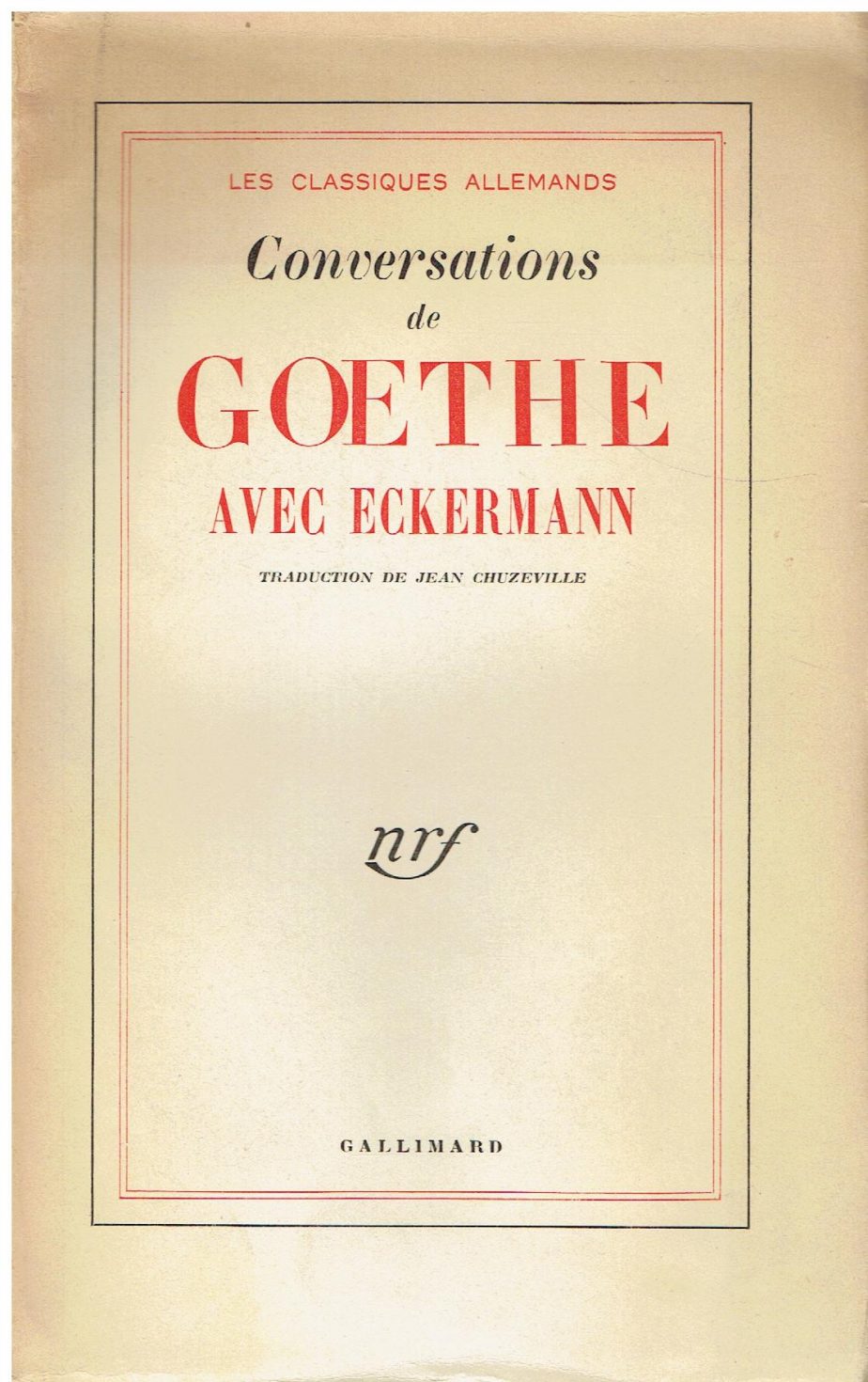 Conversations de Goethe avec Eckermann