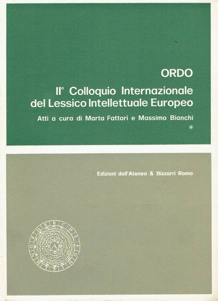 ORDO - II colloquio internazionale del lessico intellettuale europeo