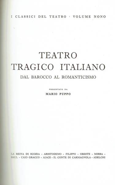 9: Teatro tragico italiano dal barocco al romanticismo